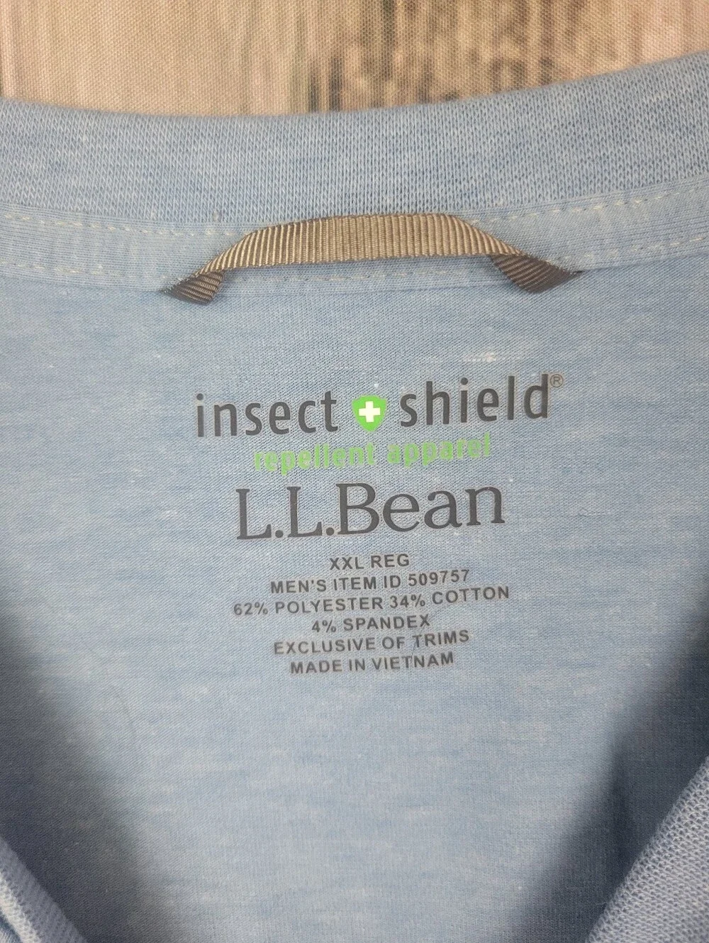 LL Bean Insect Shield Blue Long Sleeve Shirt Size XXL Camping Garden Hiking